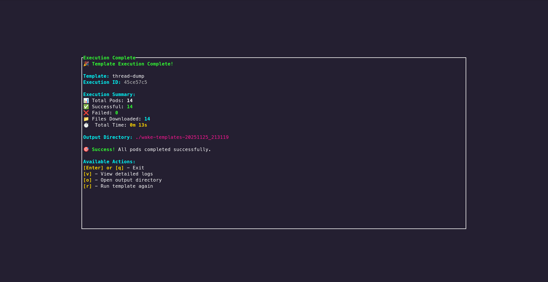 Template Results Screenshot